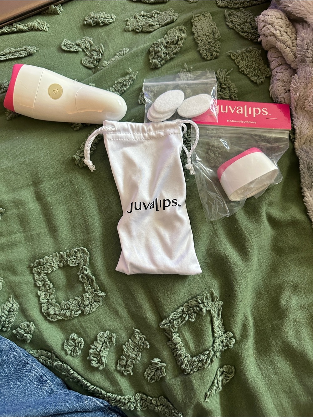 Pink & White Lip Plumper Device with Accessories.
